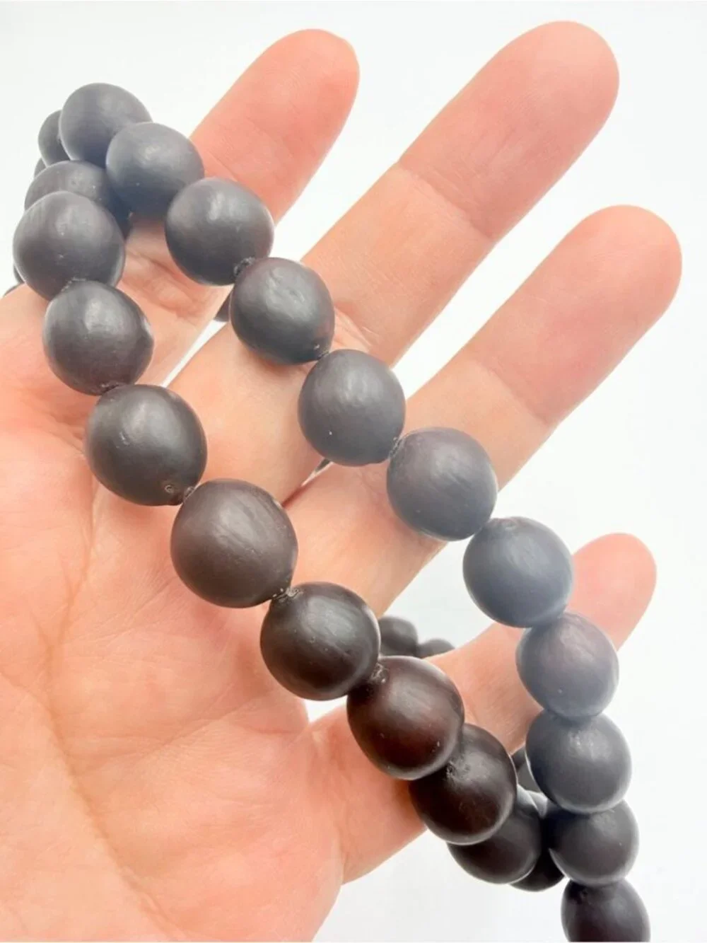 Vintage Graduated Cocoa Brown Wooden Bead Necklace Boho Statement